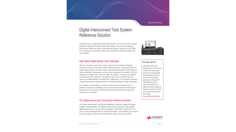 Digital Interconnect Test System Reference Solution